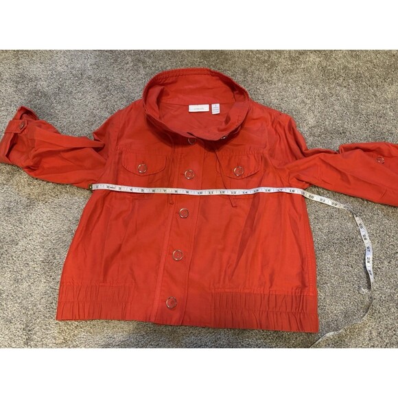 Chico's Jacket Ladies Medium Coral Adjustable Sleeve - Picture 7 of 8